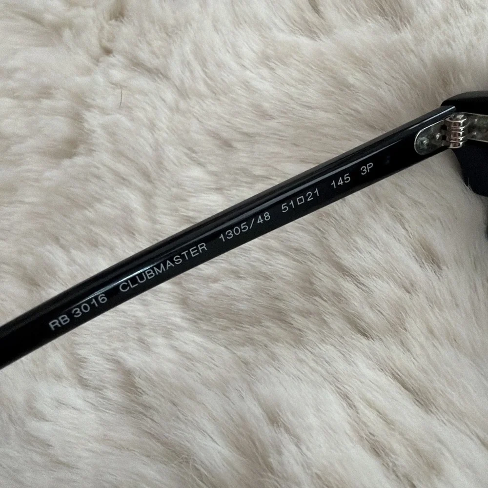 Ray-Ban Clubmaster RB3016 Marble Black Polarized Sunglasses 51mm w/ Case 1305/48